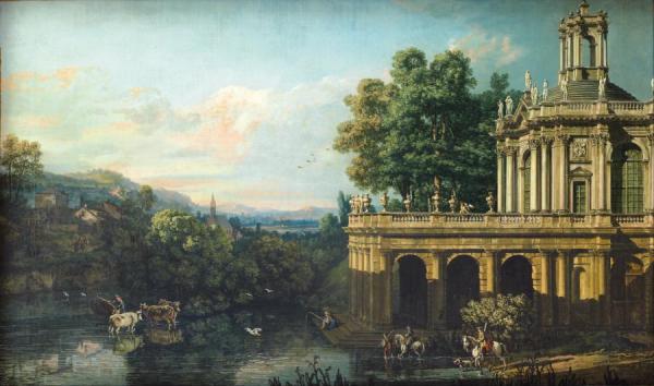 Architectural Caprice With A Palace by Bernardo Bellotto