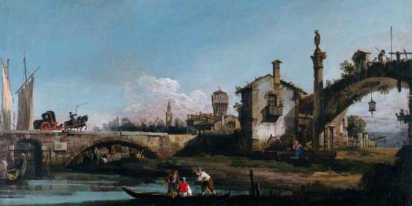 Capriccio With Two Bridges And Figures by Bernardo Bellotto