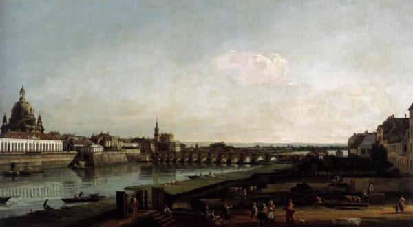 Dresden From The Right Bank Of The Elbe, Above The Augustusbrücke by Bernardo Bellotto
