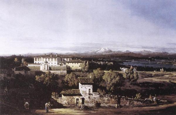 View Of The Villa Cagnola At Gazzada Near Varese by Bernardo Bellotto