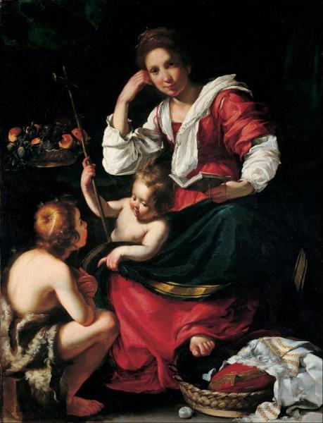 Madonna And Child With Infant Saint John by Bernardo Strozzi
