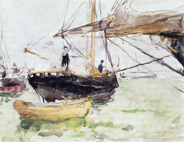Aboard A Yacht by Berthe Morisot