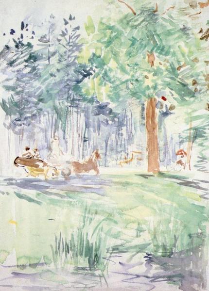 Carriage In The Bois De Boulogne by Berthe Morisot