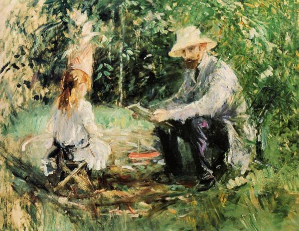 Eugene Manet And His Daughter In The Garden by Berthe Morisot
