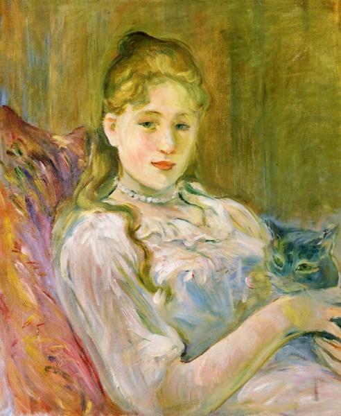 Girl With Cat by Berthe Morisot