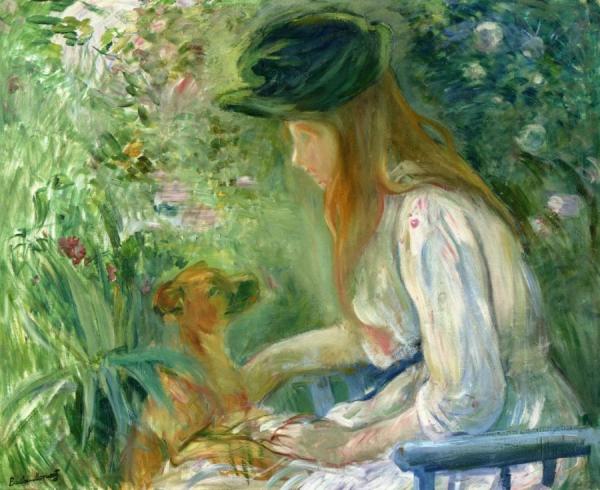 Girl With Dog by Berthe Morisot