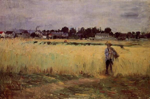In The Wheat Fields At Gennevilliers by Berthe Morisot