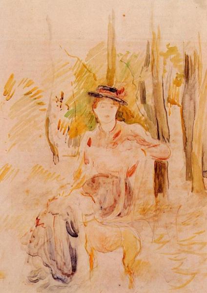 Jeune Fille A La Levrette by Berthe Morisot