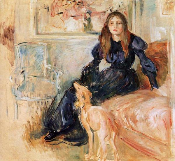 Julie Manet And Her Greyhound, Laertes by Berthe Morisot