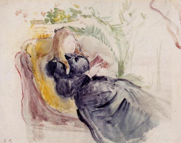 Julie Manet, Reading In A Chaise Lounge by Berthe Morisot