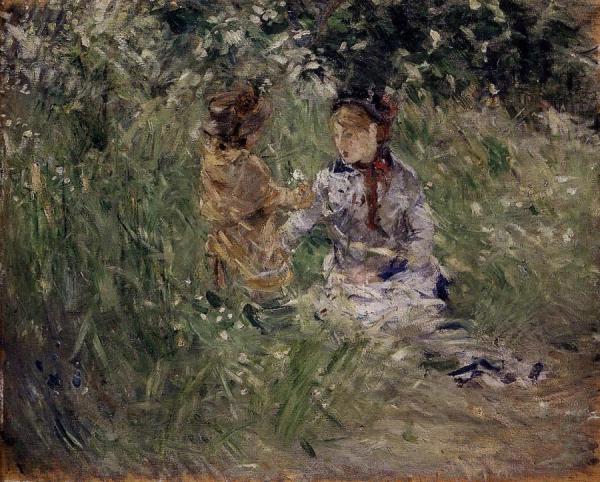 Julie With Pasie In The Garden At Bougival by Berthe Morisot