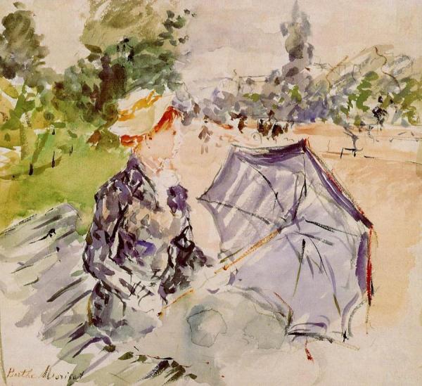 Lady With A Parasol Sitting In A Park by Berthe Morisot