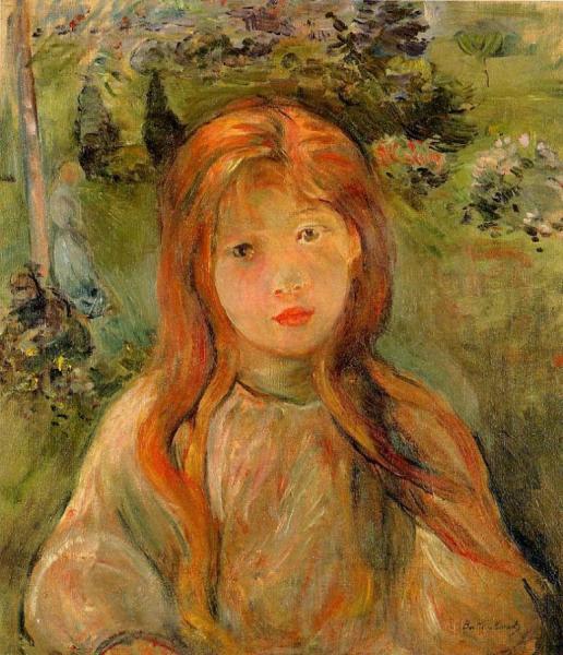 Little Girl At Mesnil (jeanne Bodeau) by Berthe Morisot