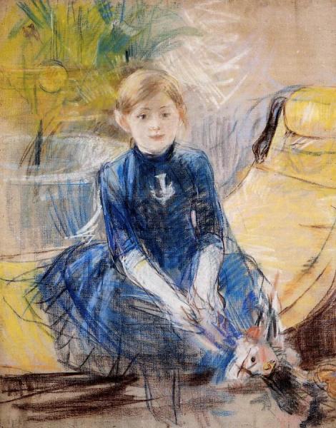 Little Girl In A Blue Dress by Berthe Morisot Oil Painting Reproductions