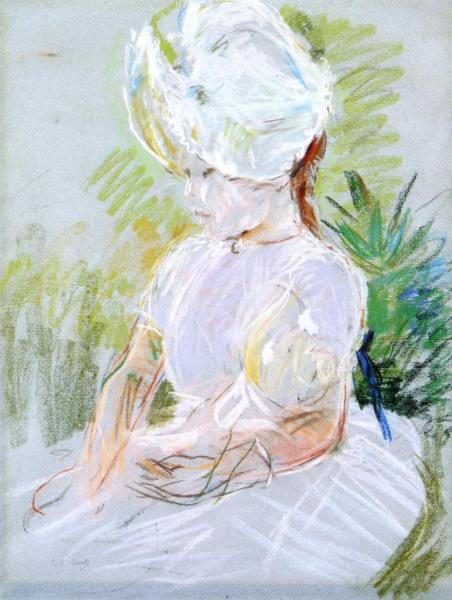 Little Girl In A White Sun Bonnet by Berthe Morisot