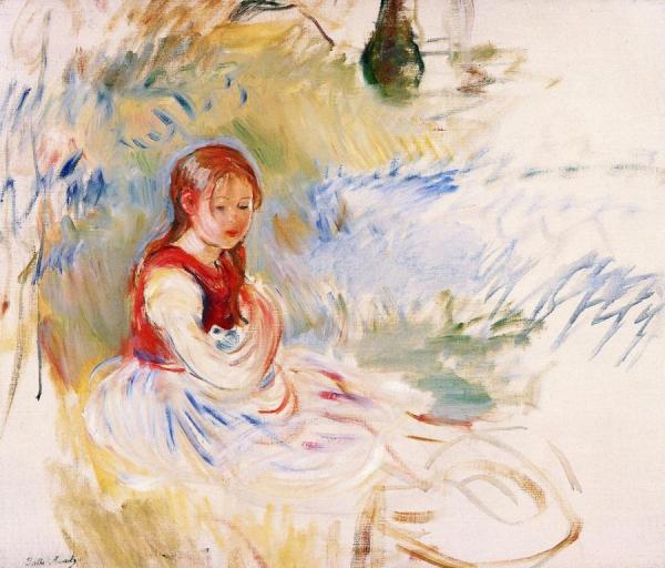 Little Girl Seated On The Lawn by Berthe Morisot