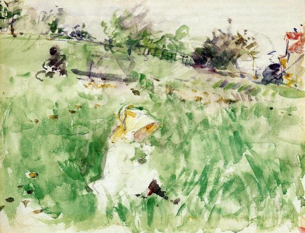 Little Girl Sitting On The Grass by Berthe Morisot