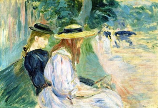 On A Bench In The Bois De Boulogne by Berthe Morisot