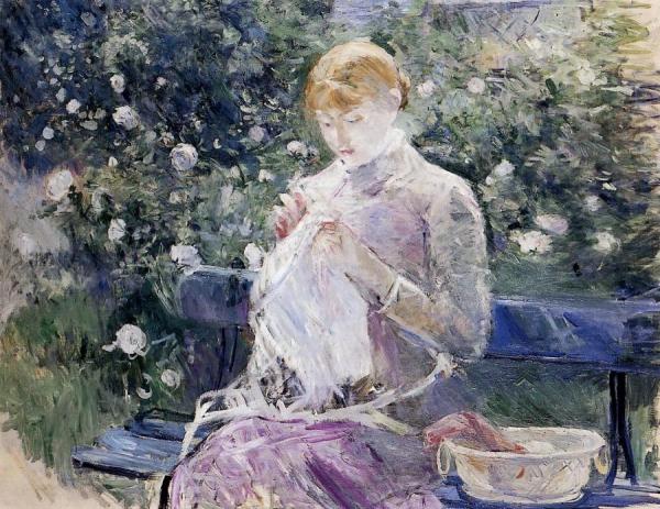 Pasie Sewing In The Garden by Berthe Morisot