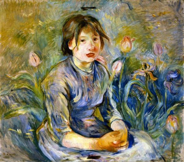 Peasant Girl Among Tulips by Berthe Morisot