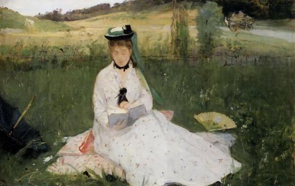 Reading With Green Umbrella by Berthe Morisot