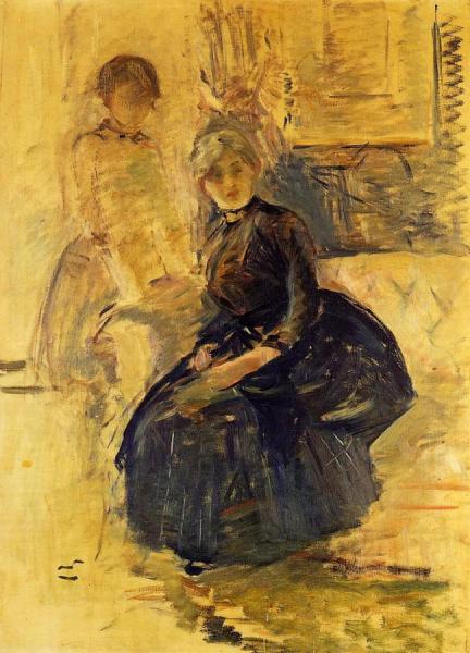 Self Portrait With Julie (study) by Berthe Morisot