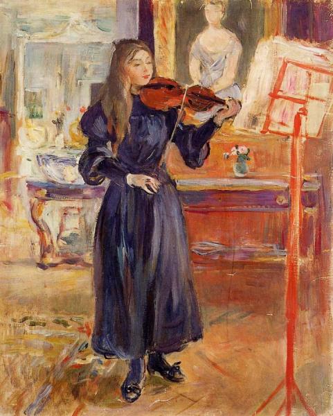 Studying The Violin by Berthe Morisot