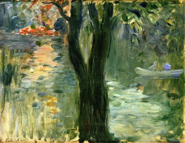 Sunset At The Lake In The Bois De Boulogne by Berthe Morisot