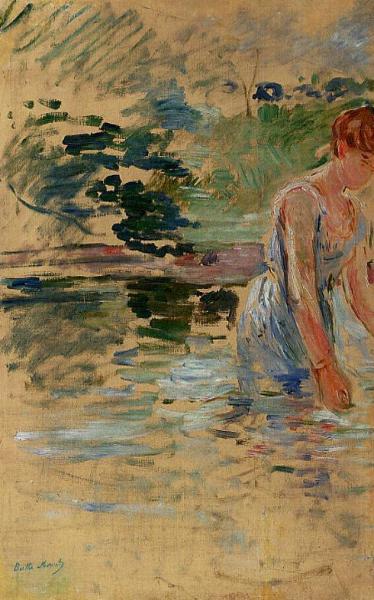 The Bath At Mesnil by Berthe Morisot