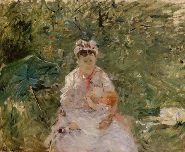 The Wet Nurse Angele Feeding Julie Manet by Berthe Morisot