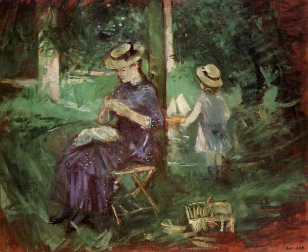 Woman And Child In A Garden by Berthe Morisot