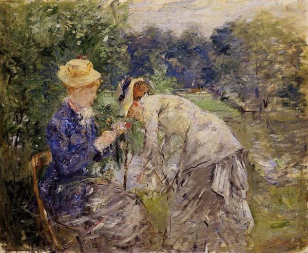 Woman Picking Flowers by Berthe Morisot