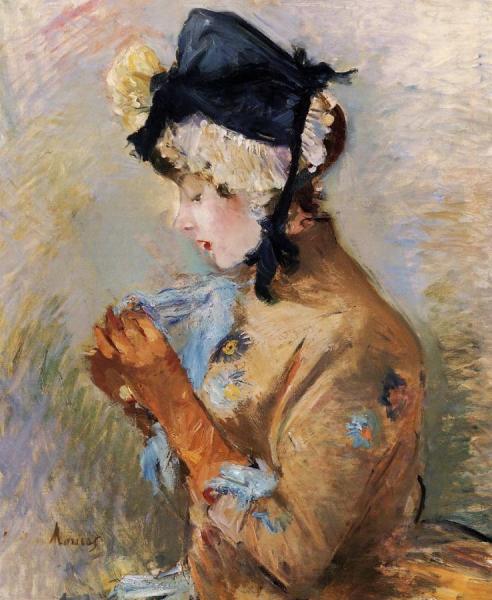 Woman Wearing Gloves by Berthe Morisot