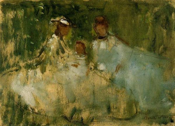 Women And Little Girls In A Natural Setting by Berthe Morisot