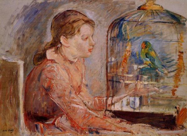 Young Girl And The Budgie by Berthe Morisot