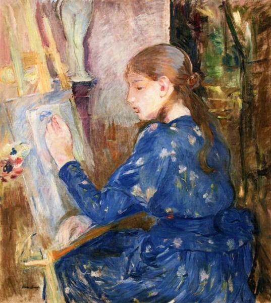 Young Girl Drawing by Berthe Morisot