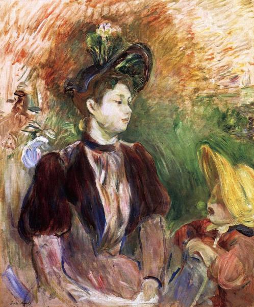 Young Woman And Child, Avenue Du Bois by Berthe Morisot