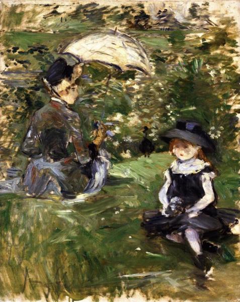 Young Woman And Child On An Isle by Berthe Morisot