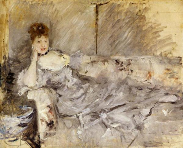 Young Woman In Grey Reclining by Berthe Morisot