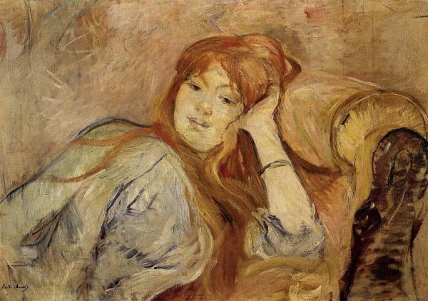 Young Woman Leaning On Her Elbow by Berthe Morisot