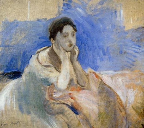 Young Woman Leaning On Her Elbows by Berthe Morisot