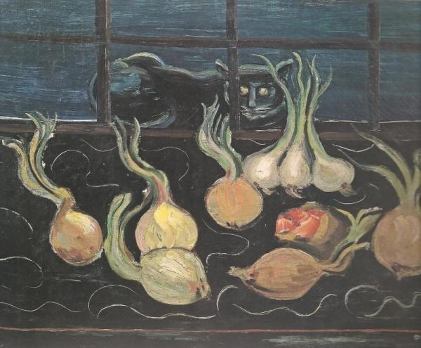 Still-life With Cat And Onions by Boris Grigoriev