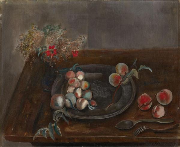 Still Life With Fruit And Flowers On A Table by Boris Grigoriev