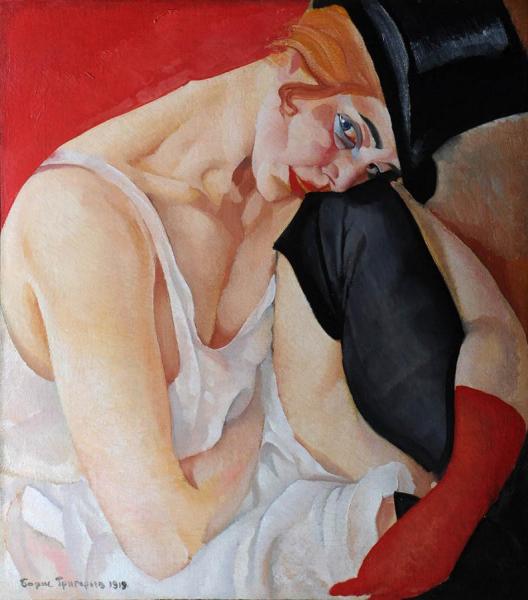 Woman In A Tall Hat by Boris Grigoriev