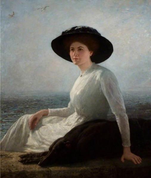 A Study In Black And White, Mrs Henrietta Riviere by Briton Riviere