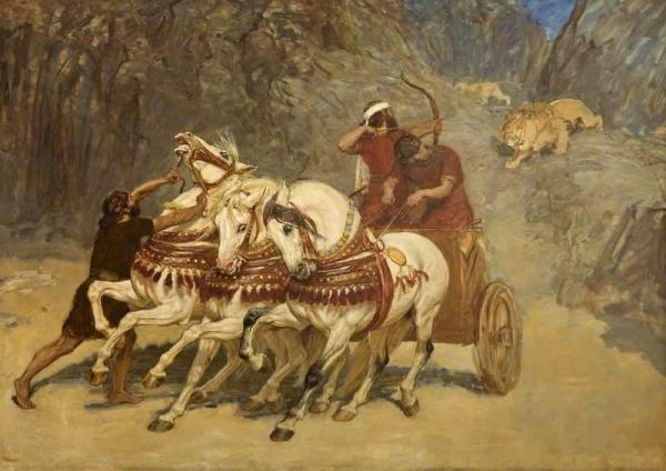 Assyrian Lion Hunt (unfinished) by Briton Riviere