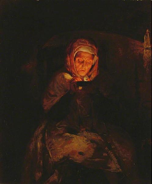 Old Woman Lighting Tinder by Briton Riviere Oil Painting Reproductions