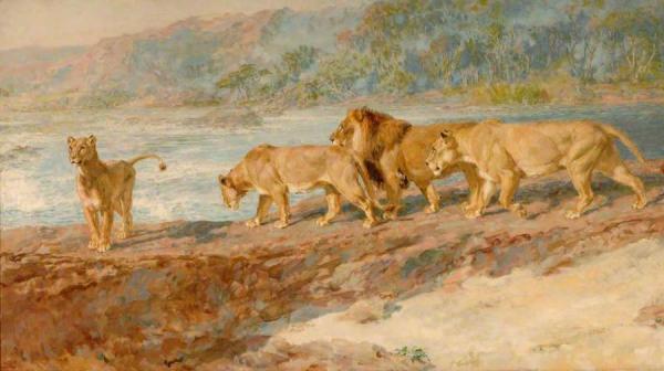 On The Bank Of An African River by Briton Riviere