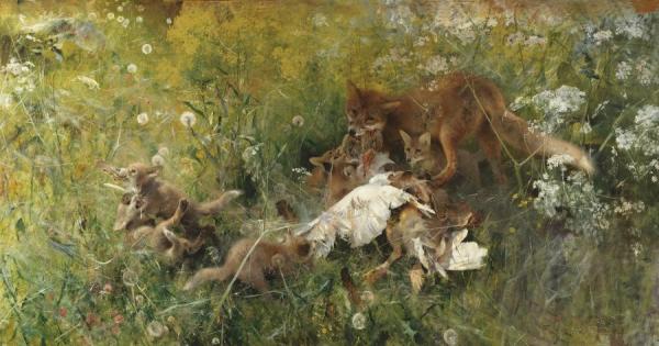 A Fox Family by Bruno Liljefors