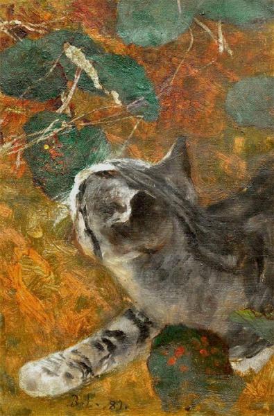 Cat by Bruno Liljefors Oil Painting Reproductions